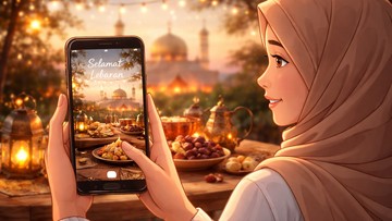 Ilustrasi ucapan selamat Lebaran Idul Fitri (Foto: ChatGPT)